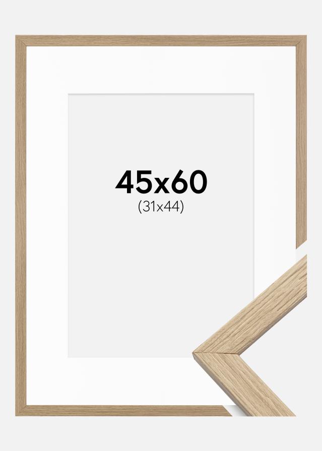 Ramme Stilren Eg 45x60 cm - Passepartout Hvid 32x45 cm