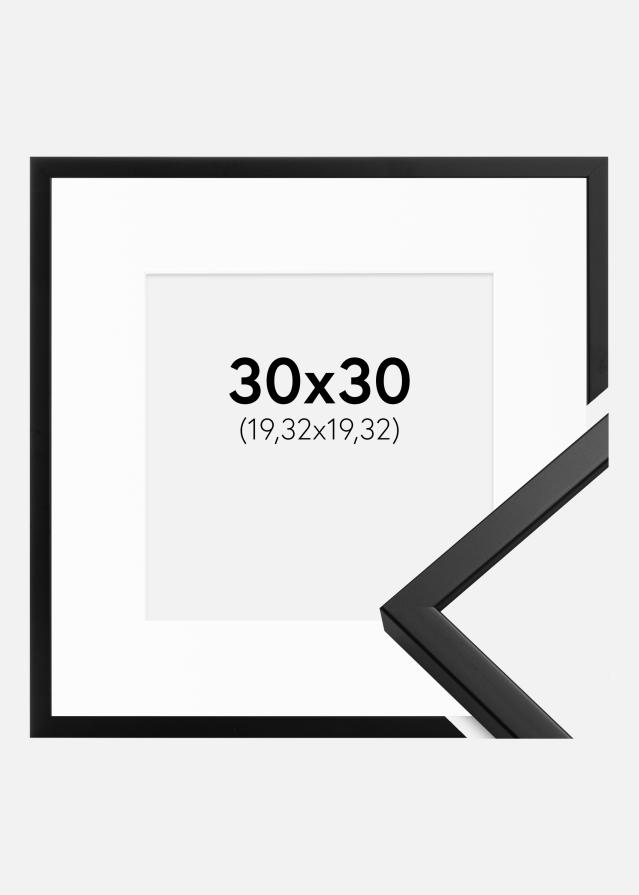 Ramme Oslo Sort 30x30 cm - Passepartout Hvid 8x8 inches