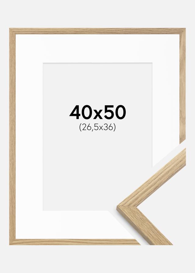 Ramme Trendy Eg 40x50 cm - Passepartout Hvid 27,5x37 cm