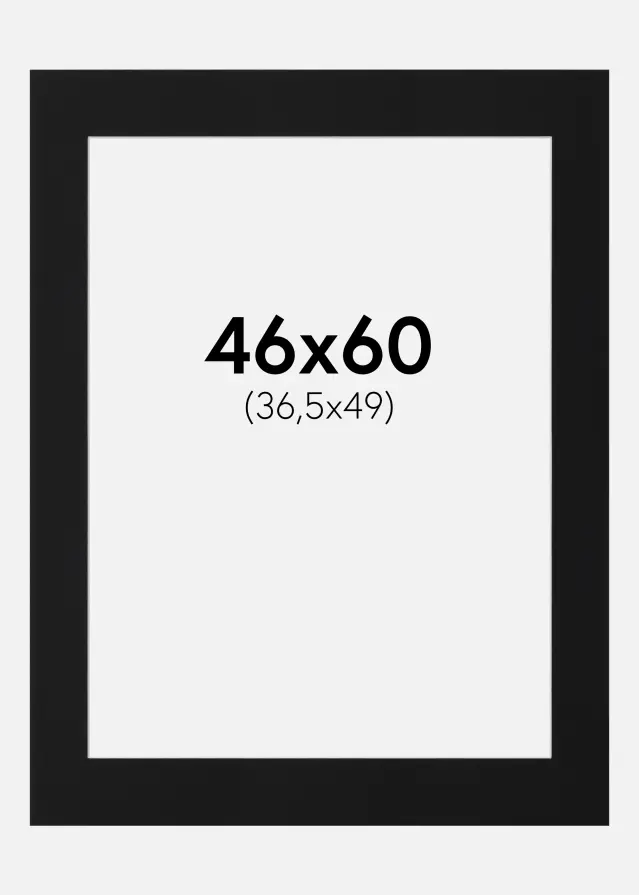 Passepartout Sort Standard (Hvid kerne) 46x60 cm (36,5x49)