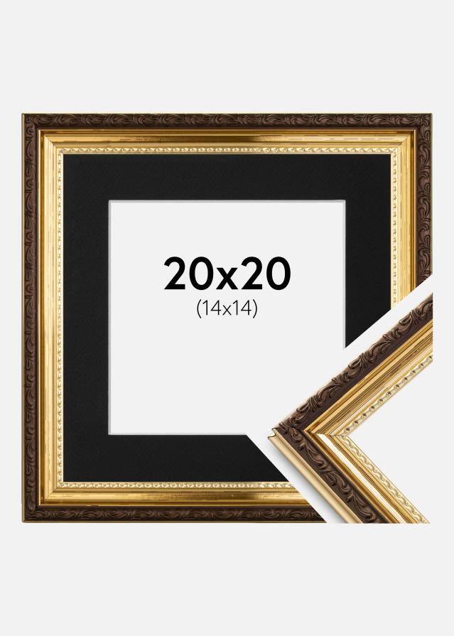 Ramme Abisko Guld 20x20 cm - Passepartout Sort 15x15 cm