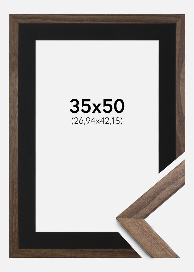 Ramme Stilren Valnød 35x50 cm - Passepartout Sort 11x17 inches (27,94x43,18 cm)