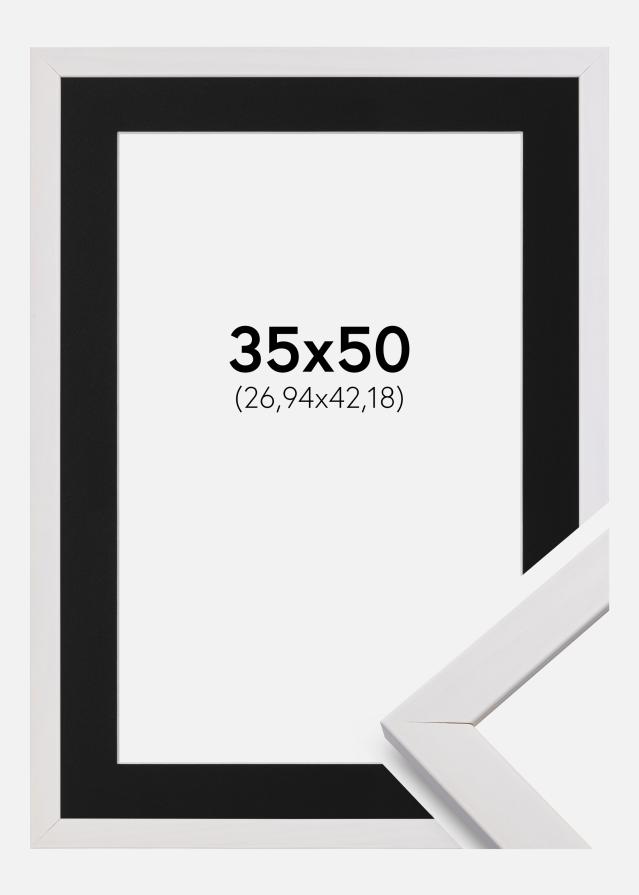 Ramme Stilren Hvid 35x50 cm - Passepartout Sort 11x17 inches
