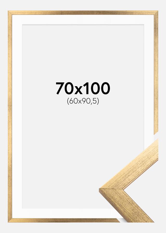 Ramme Stilren Guld 70x100 cm - Passepartout Hvid 61x91,5 cm