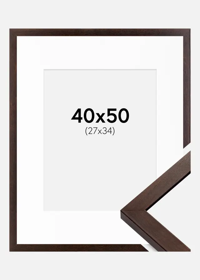 Ramme Selection Valnød 40x50 cm - Passepartout Hvid 28x35 cm