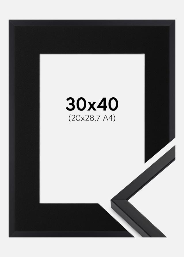 Ramme E-Line Sort 30x40 cm - Passepartout Sort 21x29,7 cm (A4)
