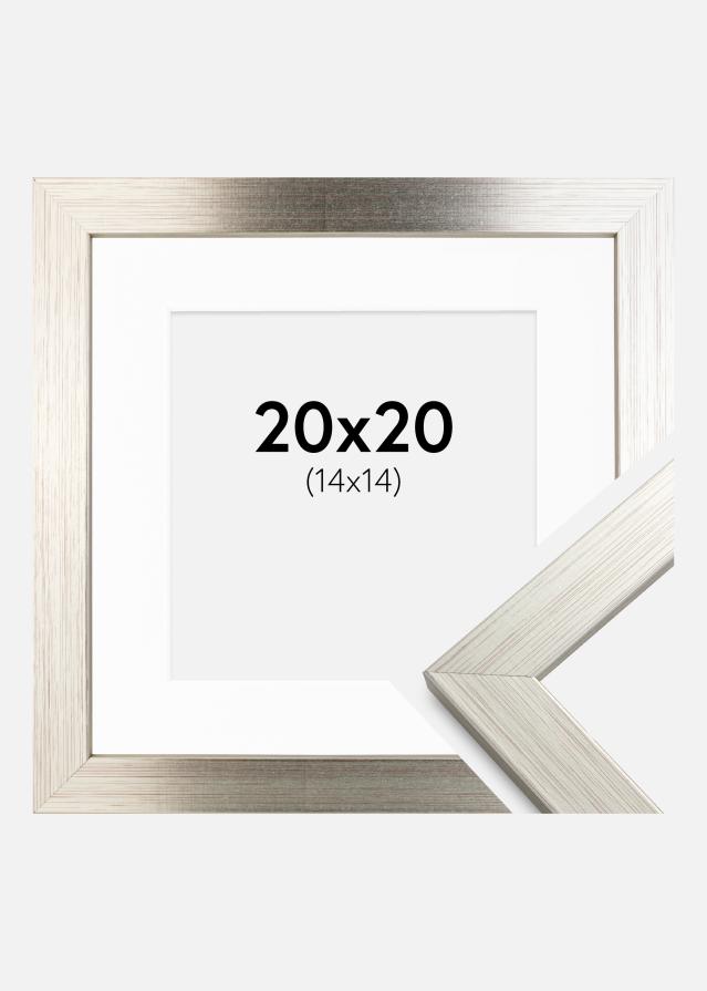 Ramme Silver Wood 20x20 cm - Passepartout Hvid 15x15 cm