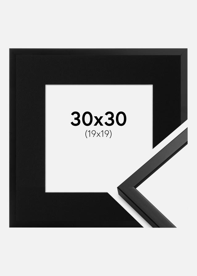 Ramme Oslo Sort 30x30 cm - Passepartout Sort 20x20 cm