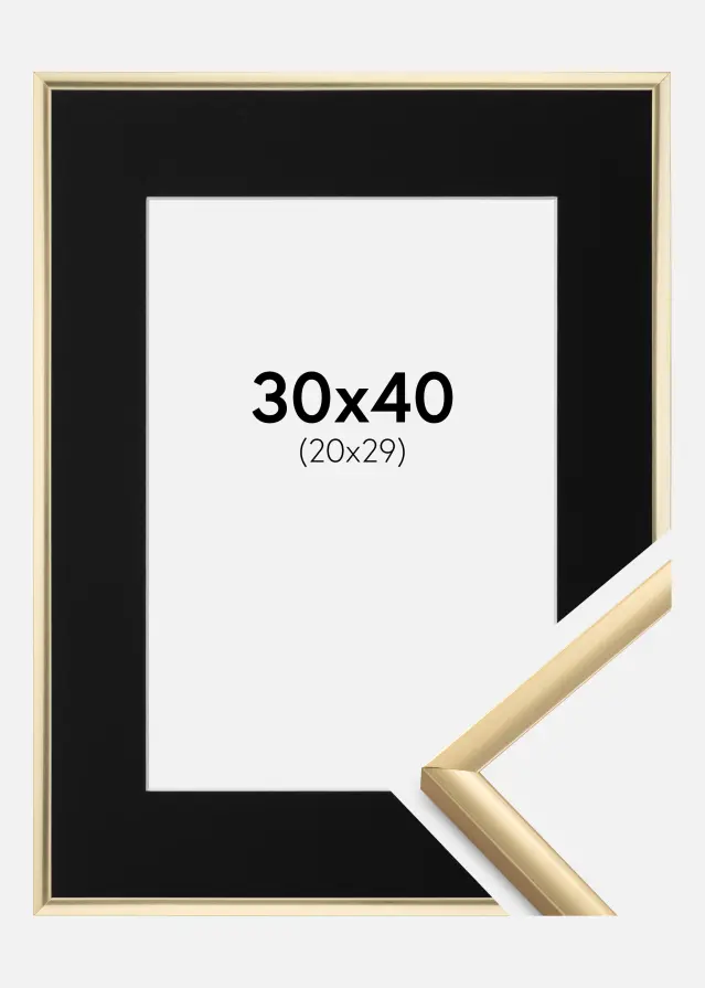 Ramme New Lifestyle Guld 30x40 cm - Passepartout Sort 21x30 cm