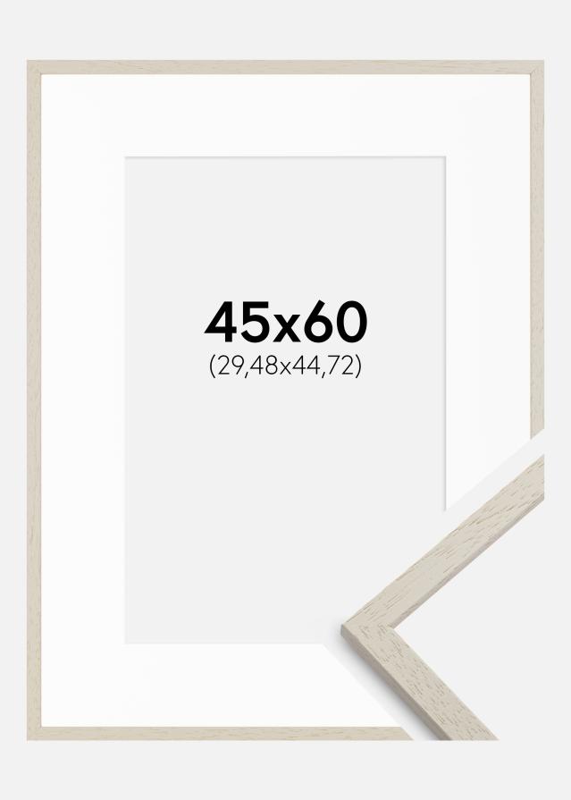 Ramme Edsbyn Sand 45x60 cm - Passepartout Hvid 12x18 inches