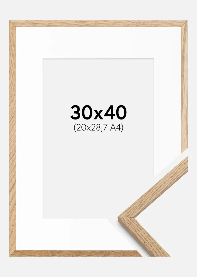 Ramme Oslo Eg 30x40 cm - Passepartout Hvid 21x29,7 cm (A4)