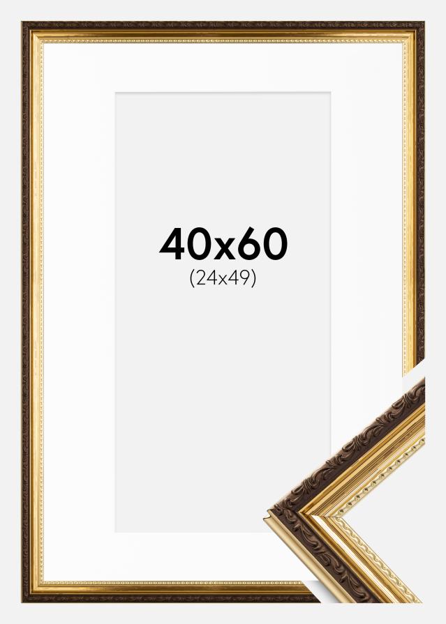 Ramme Abisko Guld 40x60 cm - Passepartout Hvid 25x50 cm