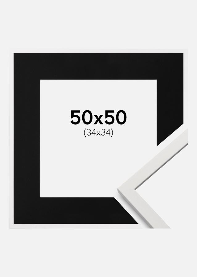 Ramme Edsbyn Hvid 50x50 cm - Passepartout Sort 35x35 cm