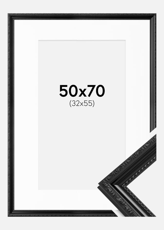 Ramme Abisko Sort 50x70 cm - Passepartout Hvid 33x56 cm