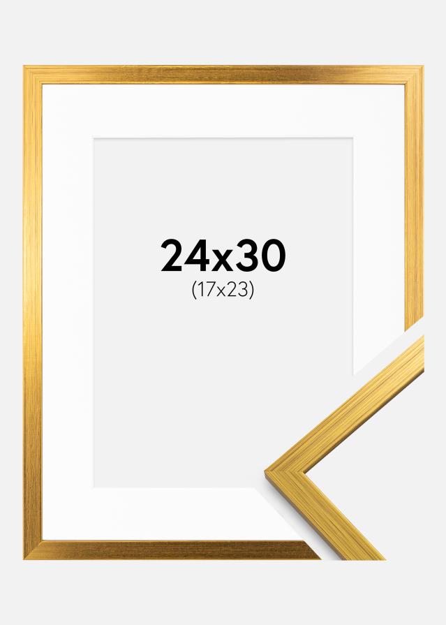 Ramme Edsbyn Guld 24x30 cm - Passepartout Hvid 18x24 cm