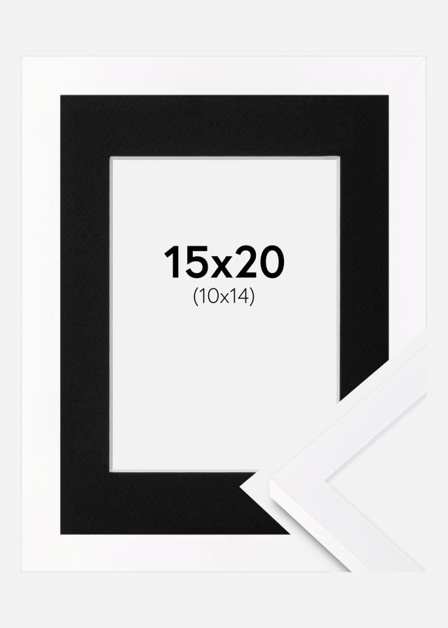 Ramme Selection Hvid 15x20 cm - Passepartout Sort 11x15 cm