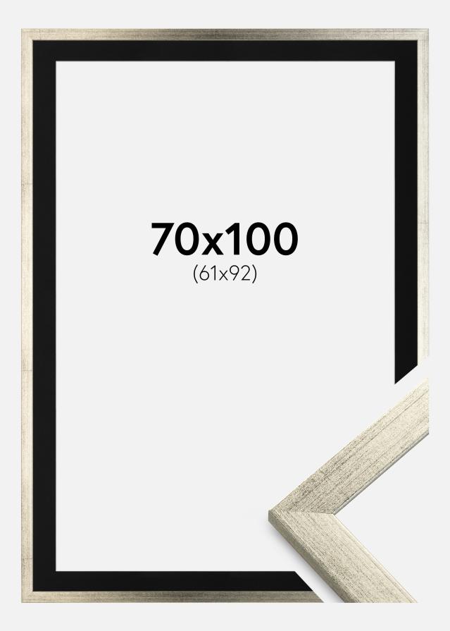 Ramme Stilren Sølv 70x100 cm - Passepartout Sort 62x93 cm