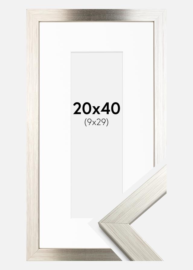 Ramme Silver Wood 20x40 cm - Passepartout Hvid 10x30 cm