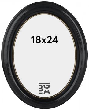 Oval sort fotoramme til 18x24 cm billede