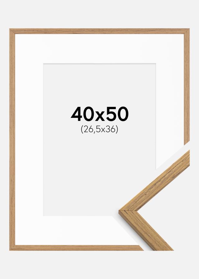 Ramme Edsbyn Teak 40x50 cm - Passepartout Hvid 27,5x37 cm