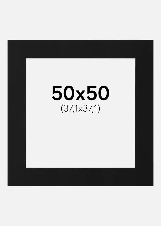 Passepartout Sort Standard (Hvid kerne) 50x50 cm (37,1x37,1)