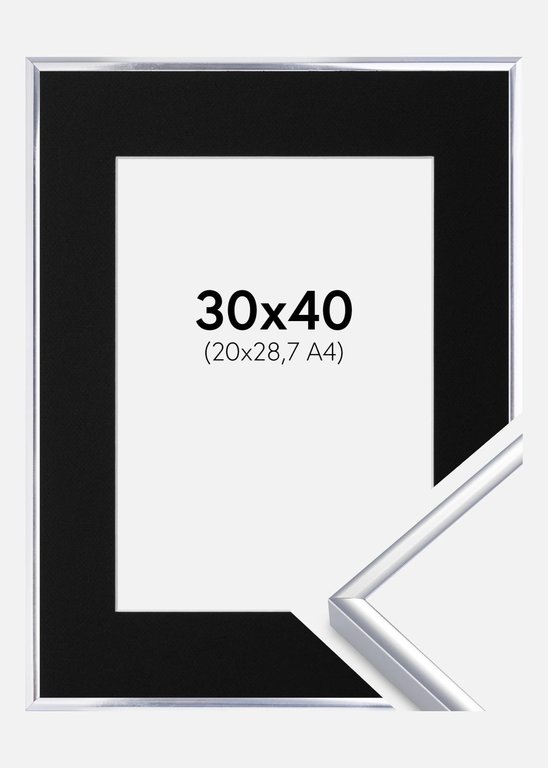 Product Image for Ramme Aluminium Blank Sølv 30x40 cm - Passepartout Sort 21x29,7 cm (A4)