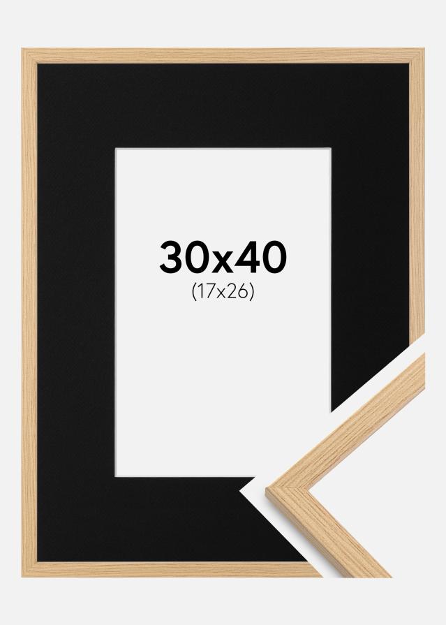 Ramme Galant Eg 30x40 cm - Passepartout Sort 18x27 cm