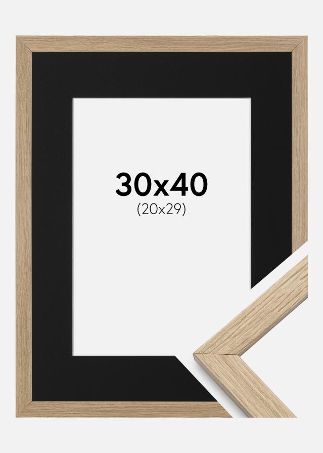 Ramme Stilren Eg 30x40 cm - Passepartout Sort 21x30 cm