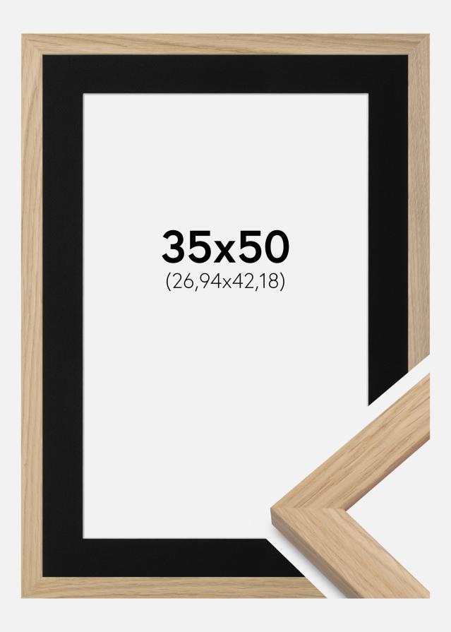 Ramme Oak Wood 35x50 cm - Passepartout Sort 11x17 inches