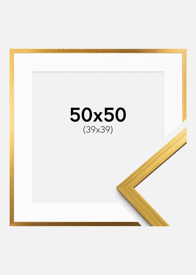 Ramme Edsbyn Guld 50x50 cm - Passepartout Hvid 40x40 cm
