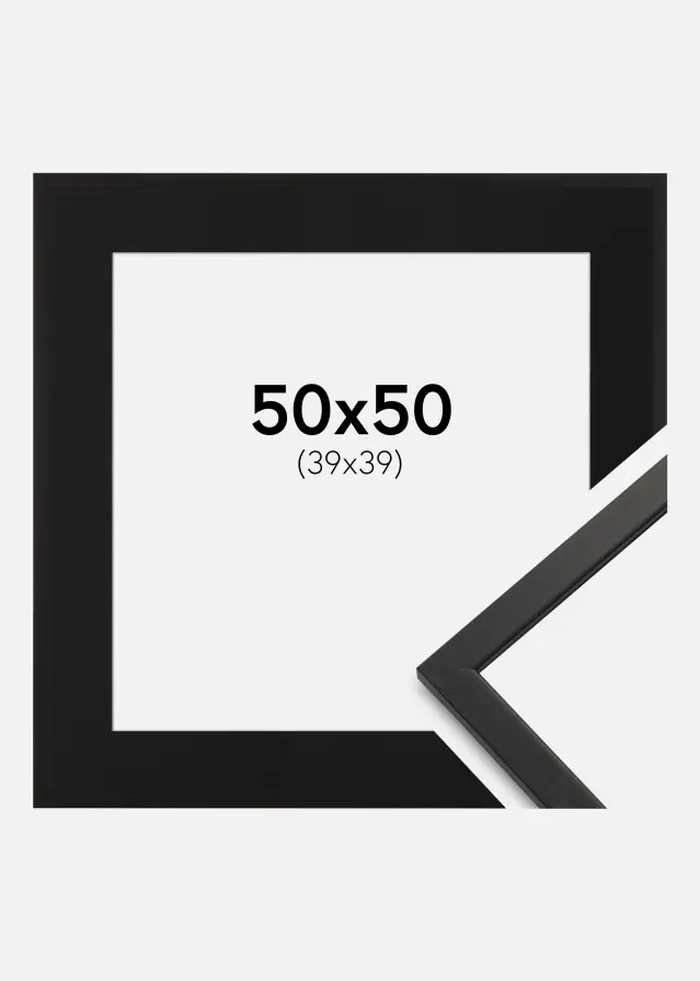 Ramme Edsbyn Sort 50x50 cm - Passepartout Sort 40x40 cm