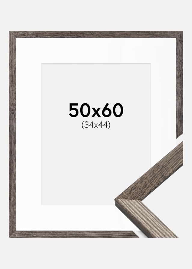 Ramme Fiorito Valnød 50x60 cm - Passepartout Hvid 35x45 cm