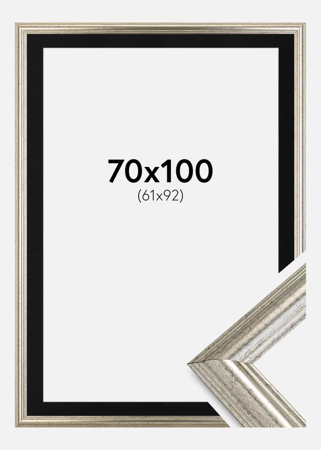 Ramme Västkusten Sølv 70x100 cm - Passepartout Sort 62x93 cm