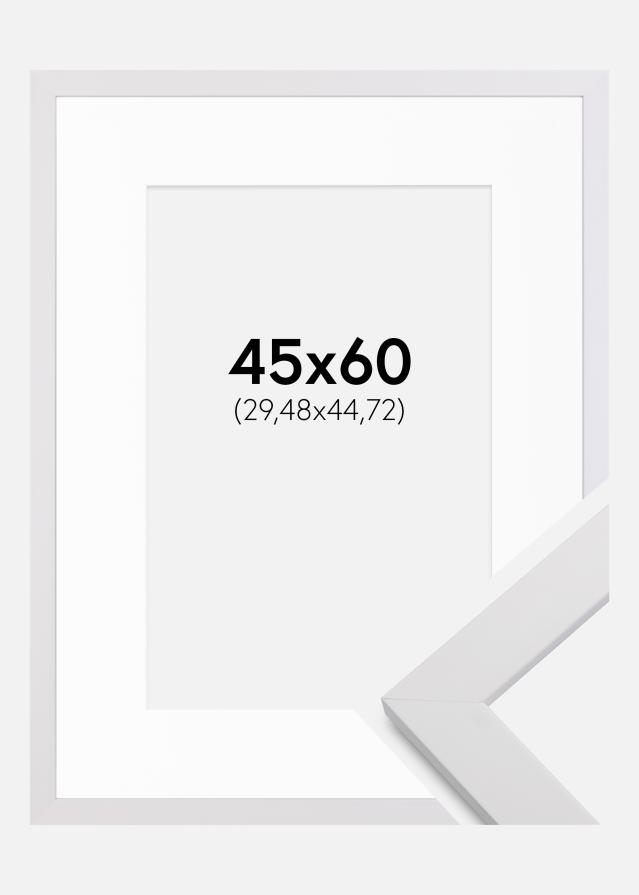 Ramme White Wood 45x60 cm - Passepartout Hvid 12x18 inches
