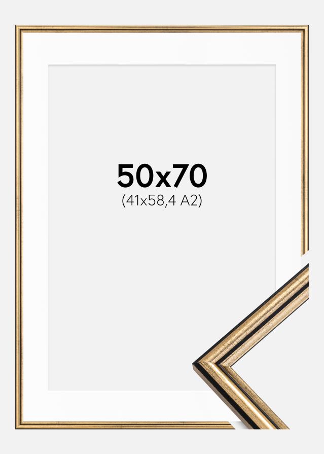 Ramme Horndal Guld 50x70 cm - Passepartout Hvid 42x59,4 cm (A2)