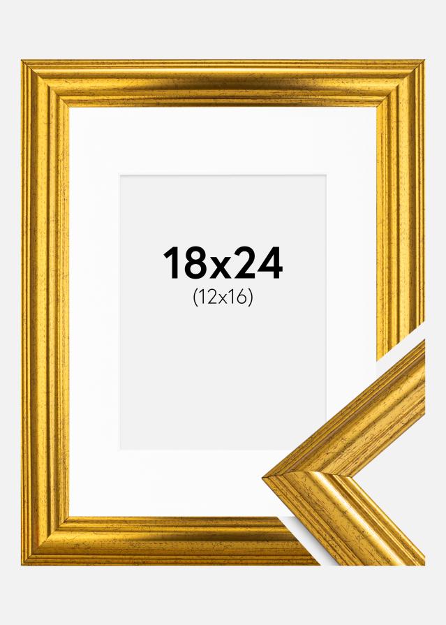 Ramme Västkusten Guld 18x24 cm - Passepartout Hvid 13x17 cm