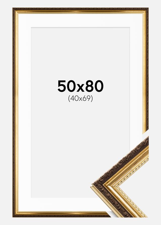 Ramme Abisko Guld 50x80 cm - Passepartout Hvid 41x70 cm