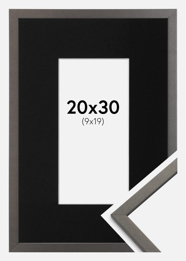 Ramme Edsbyn Grafit 20x30 cm - Passepartout Sort 10x20 cm