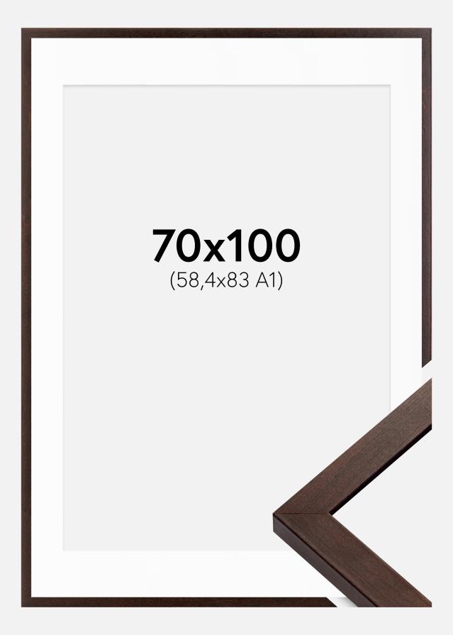 Ramme Selection Valnød 70x100 cm - Passepartout Hvid 59,4x84 cm (A1)