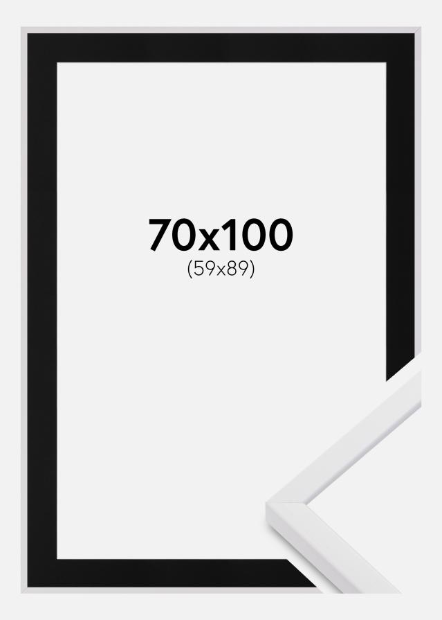 Ramme E-Line Hvid 70x100 cm - Passepartout Sort 60x90 cm