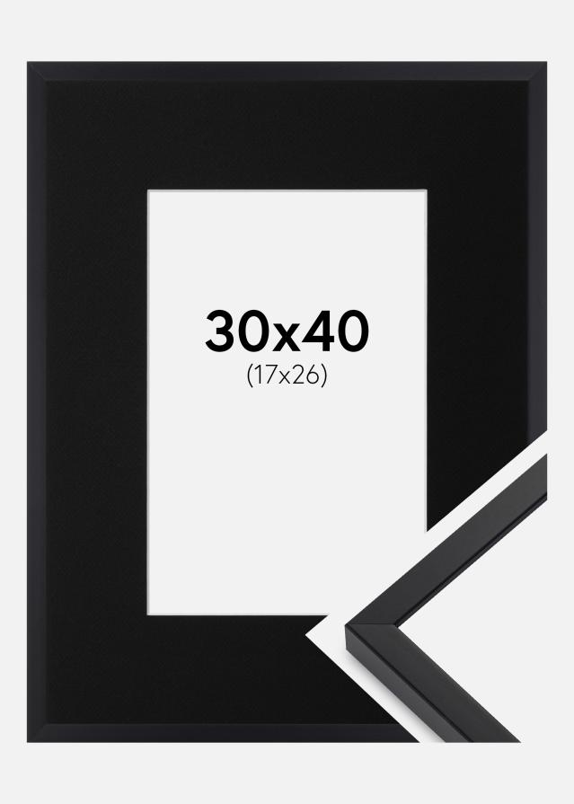 Ramme E-Line Sort 30x40 cm - Passepartout Sort 18x27 cm