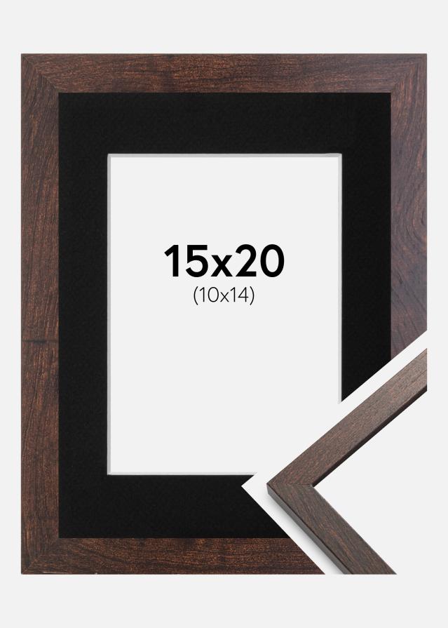Ramme Trendy Valnød 15x20 cm - Passepartout Sort 11x15 cm