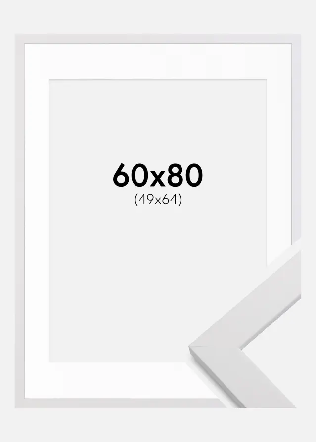 Ramme White Wood 60x80 cm - Passepartout Hvid 50x65 cm