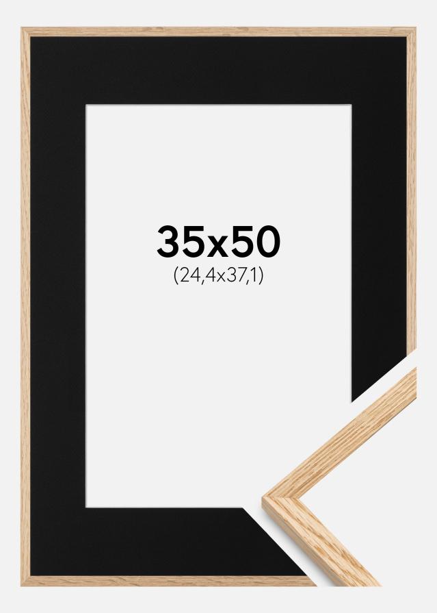 Ramme Tynd Eg 35x50 cm - Passepartout Sort 10x15 inches