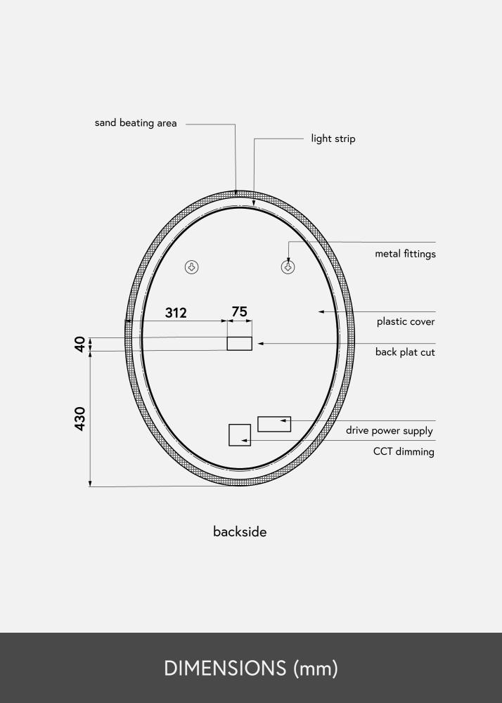 KAILA Spejl Oval LED 70x90 cm