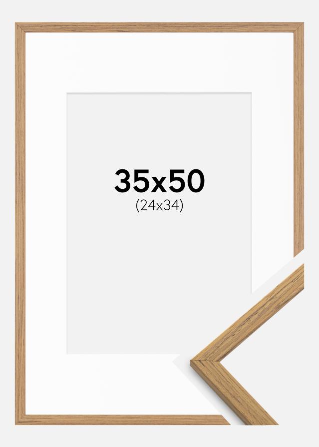 Ramme Edsbyn Teak 35x50 cm - Passepartout Hvid 25x35 cm