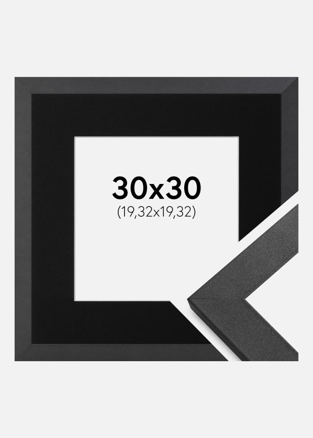 Ramme Graphite Wood 30x30 cm - Passepartout Sort 8x8 inches