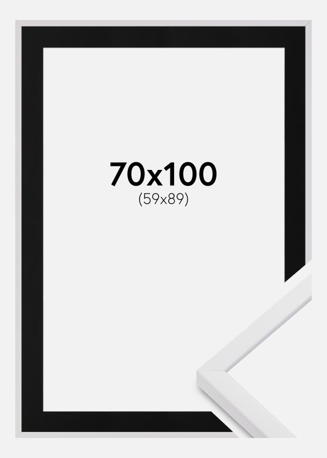 Ramme E-Line Wide Hvid 70x100 cm - Passepartout Sort 60x90 cm