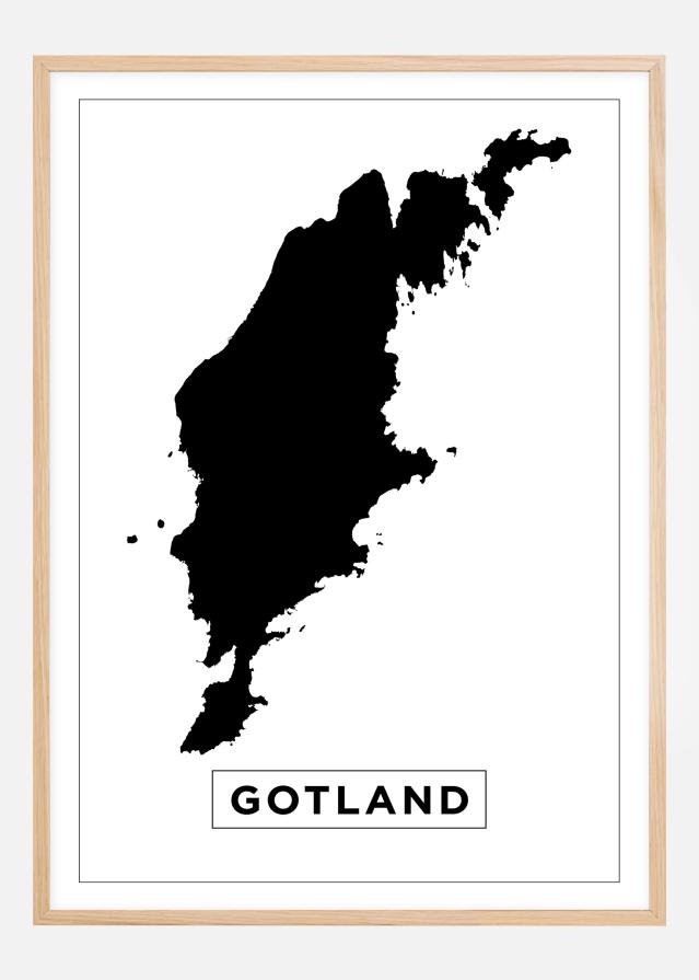 Kort - Gotland - Hvid Plakat