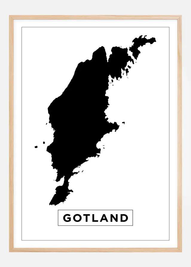 Kort - Gotland - Hvid Plakat